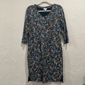 J Jill Floral Modal Blend Colorful Boho Dress Size Small